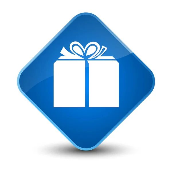 Gift box icon elegant blue diamond button — Stock Photo, Image