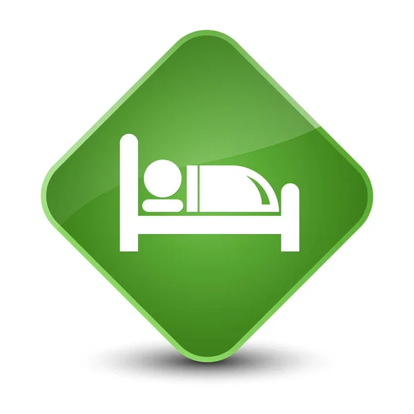 Elegante zachte groene diamant knoop van het pictogram van het bed Hotel — Stockfoto