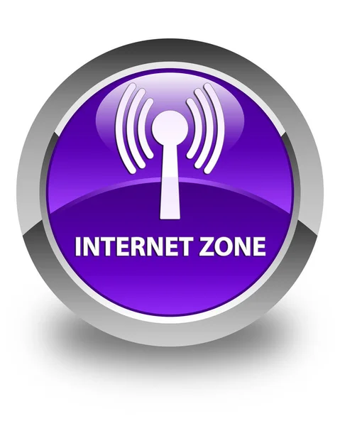 Internet-Zone (Wlan-Netzwerk) lila glänzender runder Knopf — Stockfoto