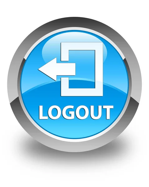 Logout glossy cyan blue round button — Stock Photo, Image