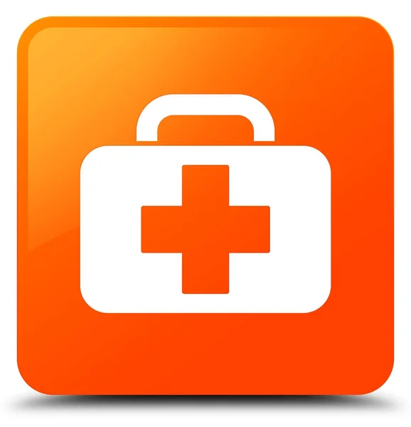 Піктограма медичної сумки помаранчева квадратна кнопка — стокове фото