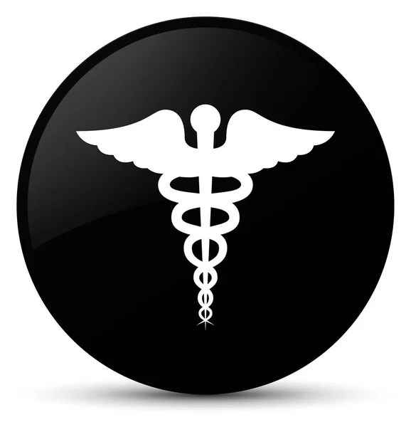 Icono médico negro botón redondo —  Fotos de Stock