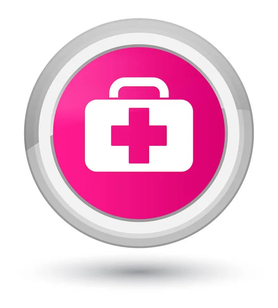 의료 가방 아이콘 주요 핑크 라운드 버튼 — 스톡 사진