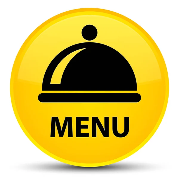 Menú (icono de plato de comida) botón redondo amarillo especial — Foto de Stock