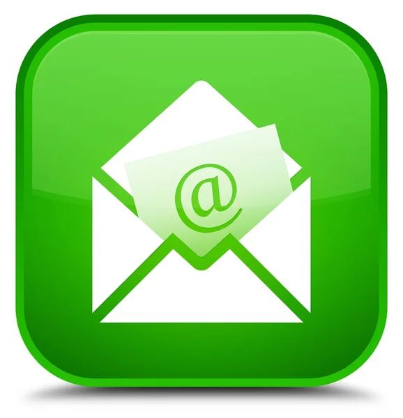 Newsletter ícone de e-mail botão quadrado verde especial — Fotografia de Stock