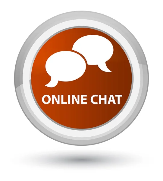 Online chat: prime bruin ronde knop — Stockfoto