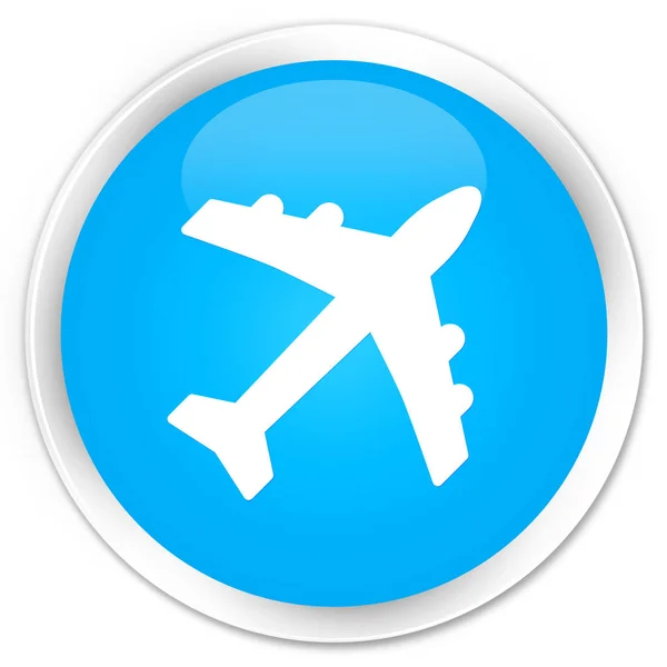 Plane icon premium cyan blue round button — Stock Photo, Image