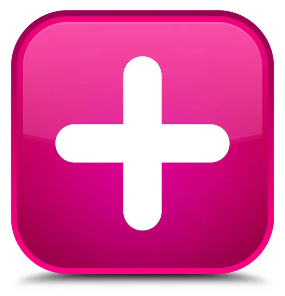 Plusz ikonra különleges rózsaszín négyzet gomb — Stock Fotó