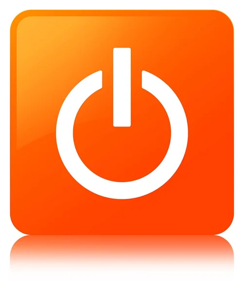 Power-Symbol orange quadratische Taste — Stockfoto