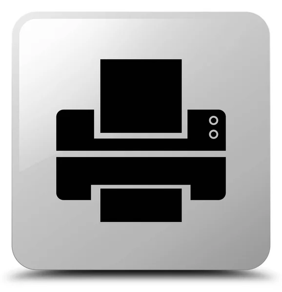 Printer pictogram witte vierkante knop — Stockfoto