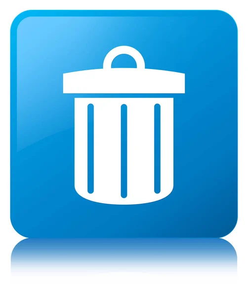 Recycle bin icon cyan blue square button — Stock Photo, Image