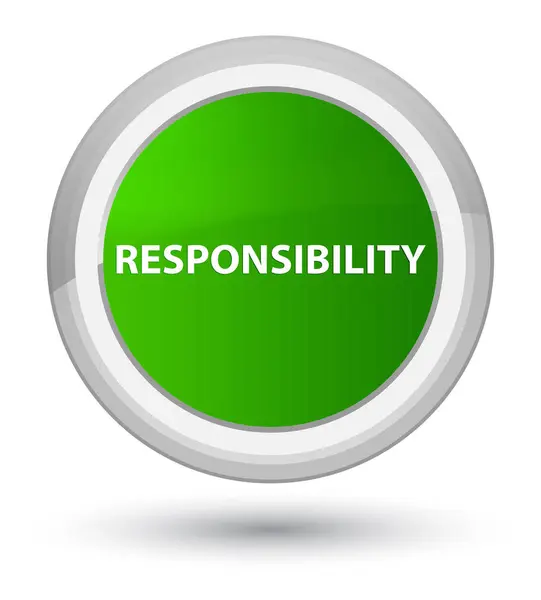 Πρωταρχική ευθύνη πράσινο στρογγυλό κουμπί — Φωτογραφία Αρχείου