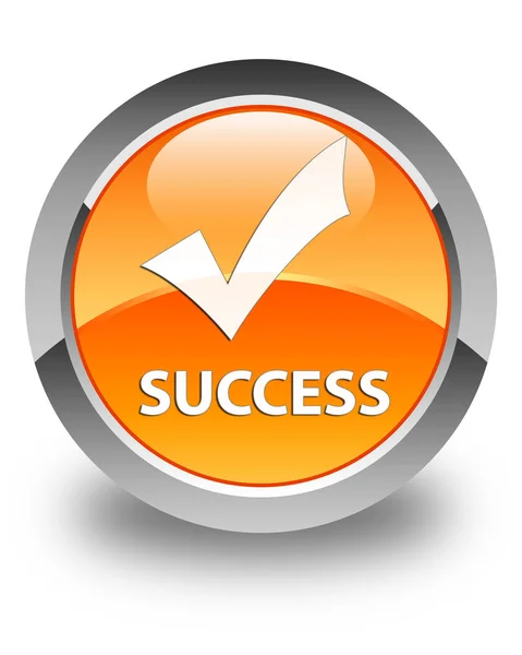 Success (validate icon) glossy orange round button — Stock Photo, Image