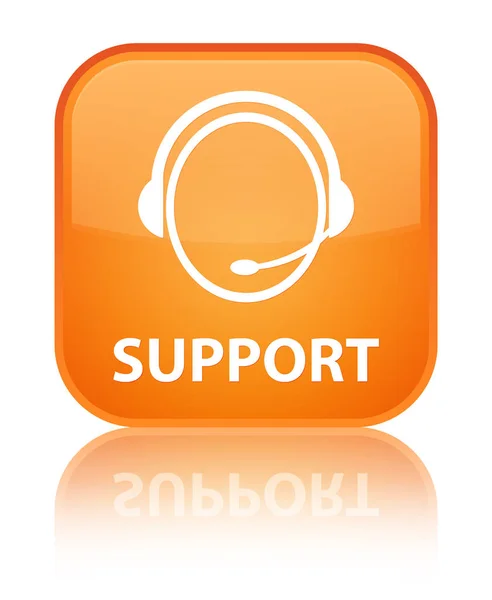 Suporte (ícone de atendimento ao cliente) botão quadrado laranja especial — Fotografia de Stock