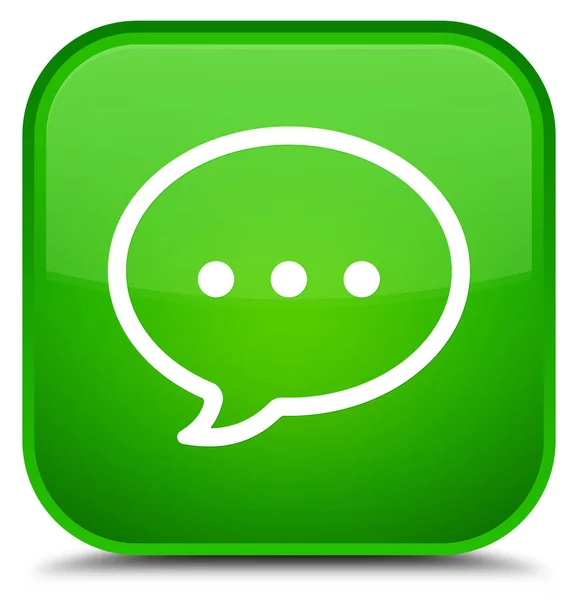 Talk bubble icon special green square button — Stock Photo, Image