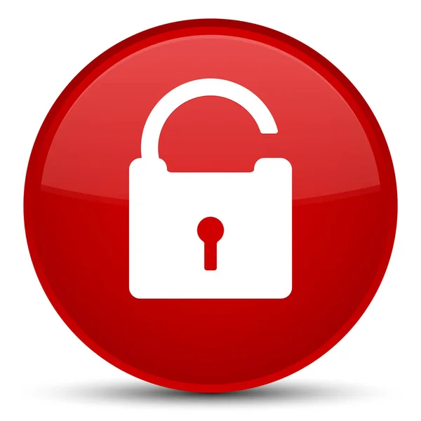 Odblokować ikony specjalne czerwony okrągły przycisk — Zdjęcie stockowe