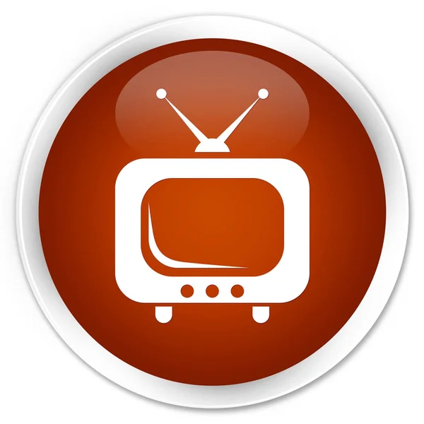 Tv 아이콘 프리미엄 갈색 라운드 버튼 — 스톡 사진