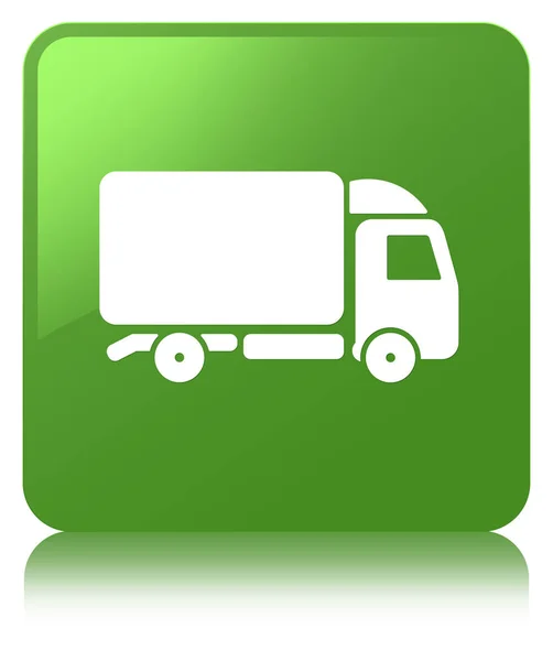 트럭 아이콘 부드러운 녹색 사각형 버튼 — 스톡 사진