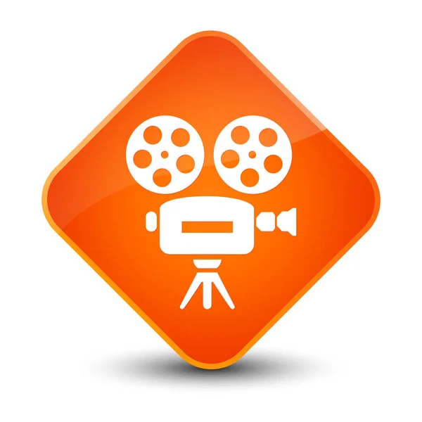 Ícone de câmera de vídeo elegante botão de diamante laranja — Fotografia de Stock