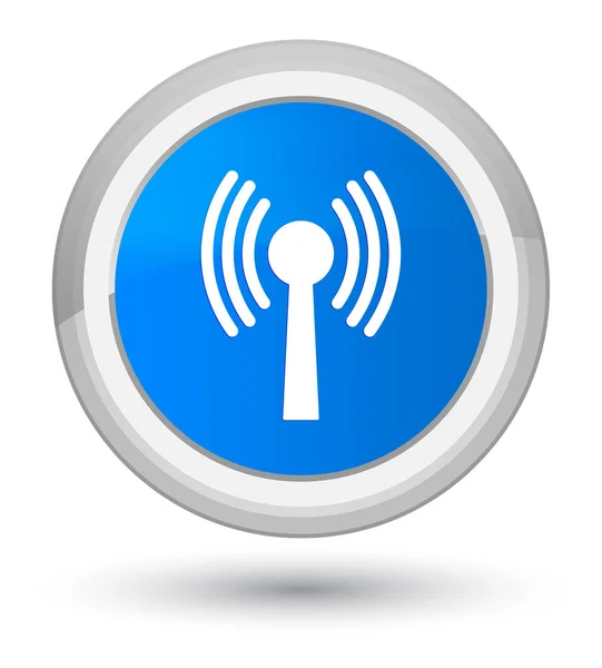 WLAN-nätverk ikon prime cyan blå runda knappen — Stockfoto