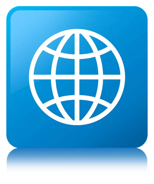 World icon cyan blue square button — Stock Photo, Image