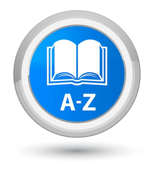 A-z (书籍图标) 蓝青色圆形按钮 — 图库照片