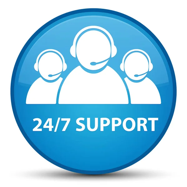 Support 24 / 7 (icône de l'équipe de service à la clientèle) spécial cyan bleu rond b — Photo