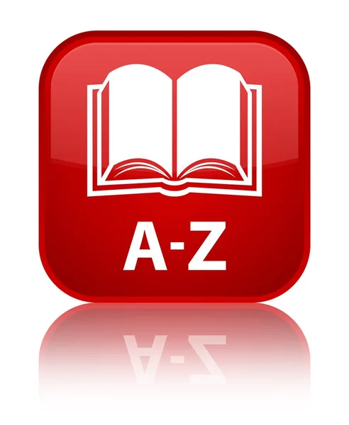 A-z (书籍图标) 特殊的红色方形按钮 — 图库照片