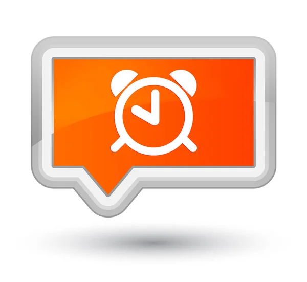 Reloj despertador icono primer botón de banner naranja —  Fotos de Stock