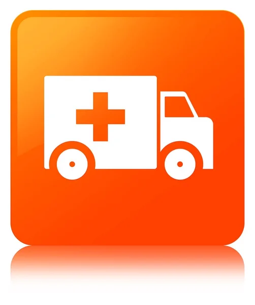 Ambulance icon orange square button — Stock Photo, Image