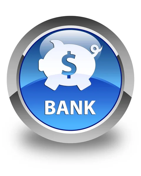 Banco (caja de cerdo signo de dólar) botón redondo azul brillante —  Fotos de Stock
