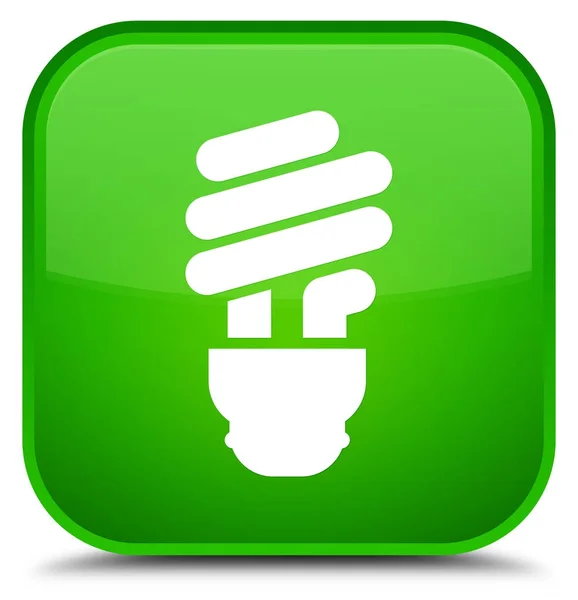 電球アイコン特別な緑の正方形ボタン — ストック写真