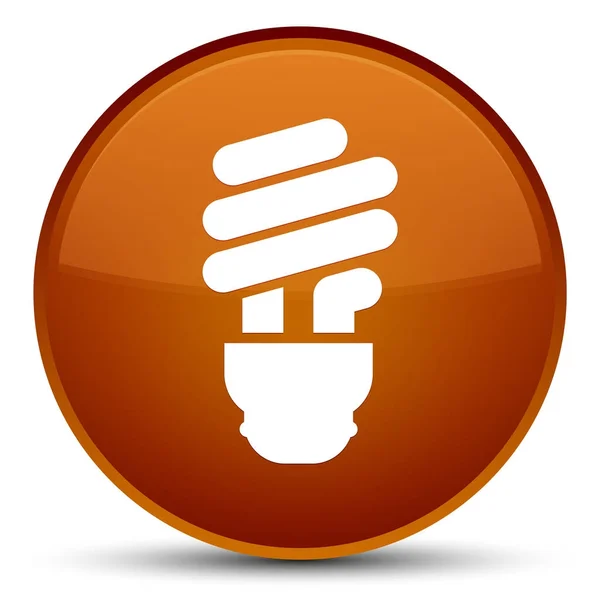 Ícone da lâmpada botão redondo marrom especial — Fotografia de Stock