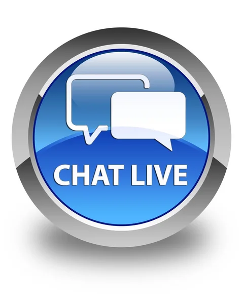 Chat live glanzende blauwe ronde knop — Stockfoto