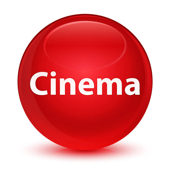 Cinema isolated on glassy red round button abstract illustration