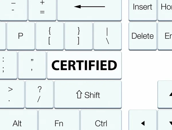 Certyfikat przycisk klawiatury biały — Zdjęcie stockowe