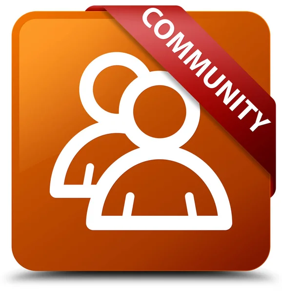 Community (group icon) brown square button red ribbon in corner
