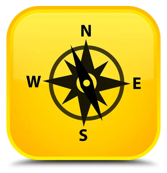 Компас піктограма спеціальна жовта квадратна кнопка — стокове фото
