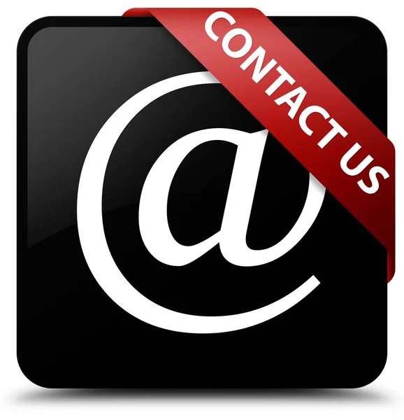 Contact us (email address icon) black square button red ribbon i — Stock Photo, Image