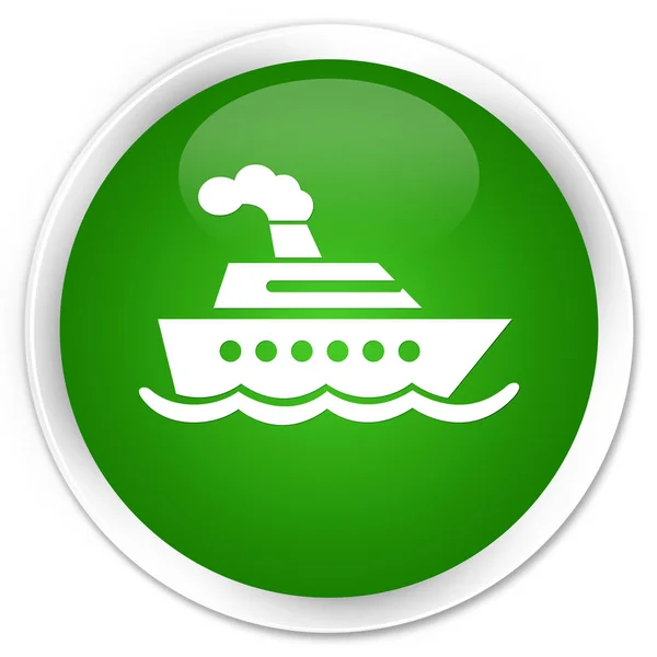 Круїзний корабель значок преміум зеленої круглої кнопки — стокове фото