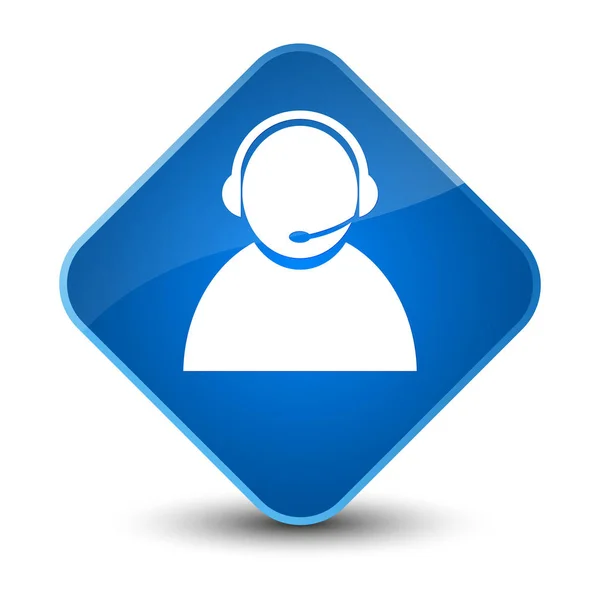 Customer care icon elegant blue diamond button — Stock Photo, Image