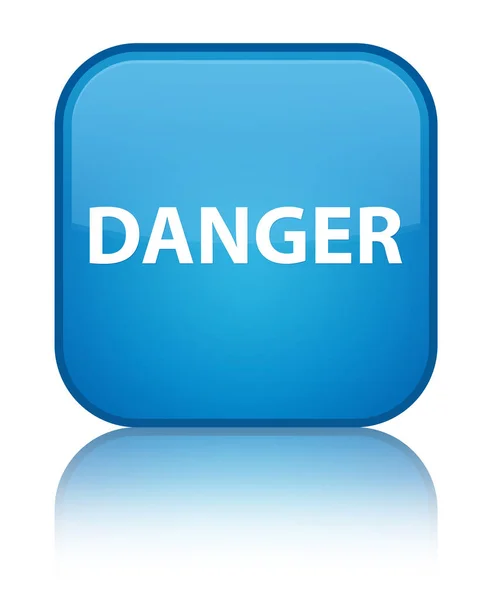 Perigo especial ciano azul botão quadrado — Fotografia de Stock