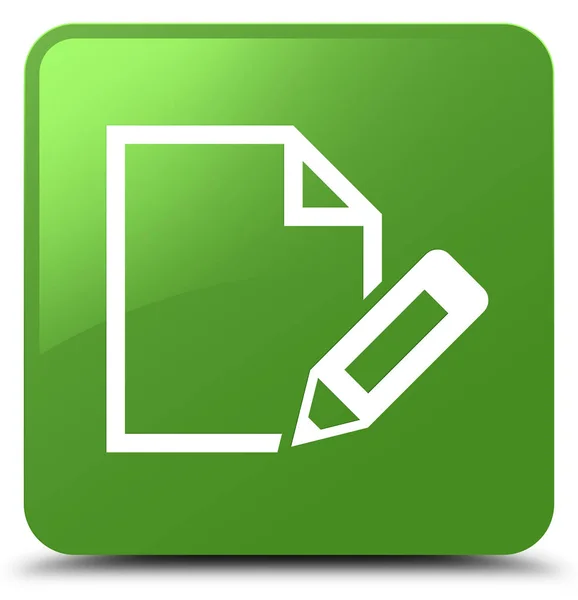 Modifica l'icona del documento pulsante quadrato verde morbido — Foto Stock