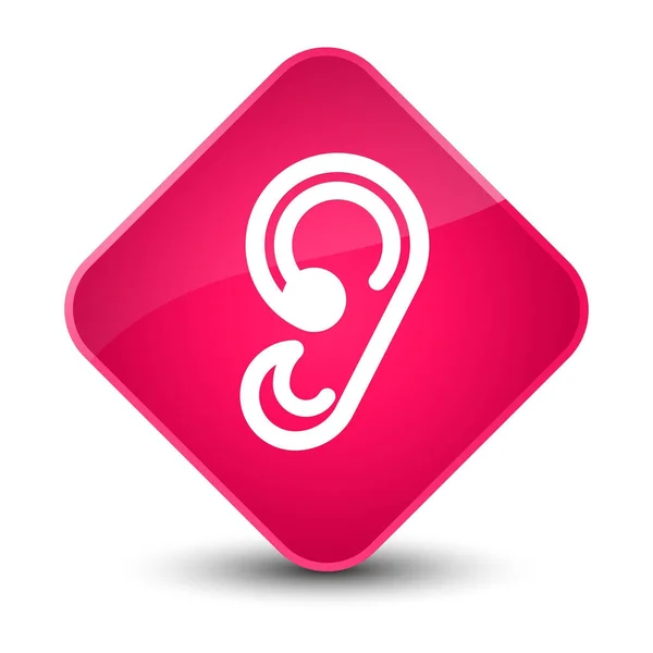 Ícone de ouvido elegante botão de diamante rosa — Fotografia de Stock
