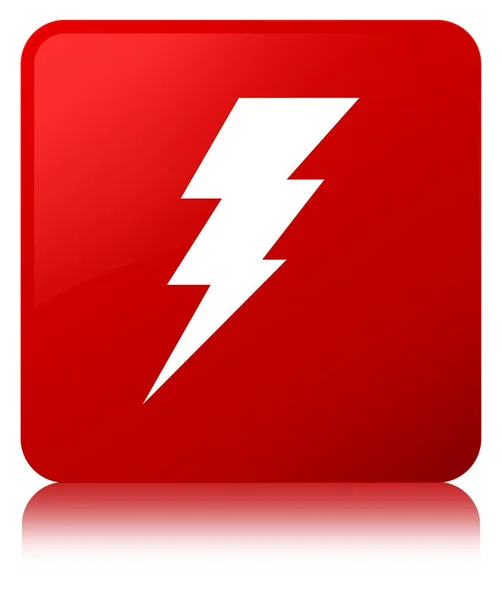 Elettricità icona pulsante quadrato rosso — Foto Stock