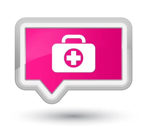 Botiquín de primeros auxilios icono de la bolsa botón de bandera rosa — Foto de Stock