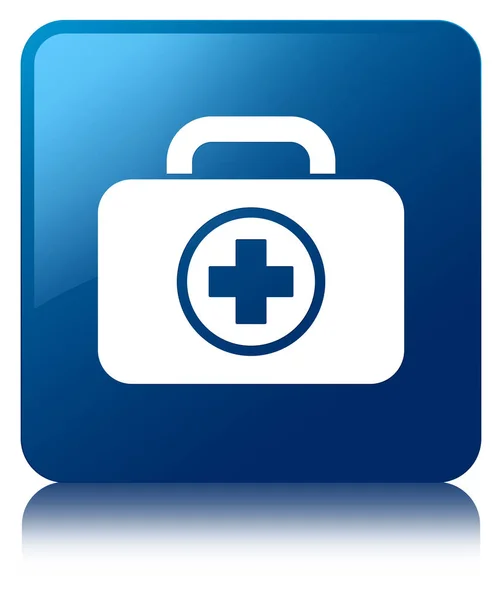 First aid kit ikony modré čtvercové tlačítko — Stock fotografie
