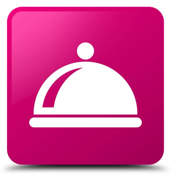 음식 요리 아이콘 분홍색 사각형 버튼 — 스톡 사진