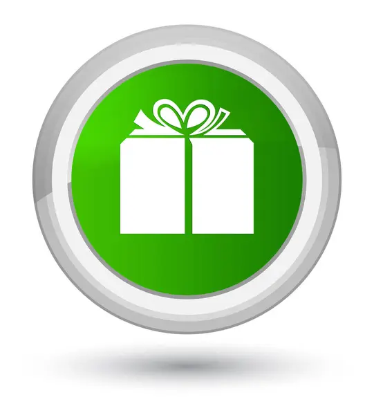 Gift box icon prime green round button — Stock Photo, Image