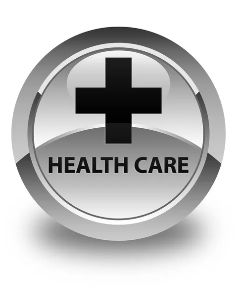 Health care (plus sign) glossy white round button